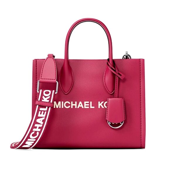 New Michael Kors Mirella Small Shopper Top Zip Crossbody Dark Raspberry - Picture 1 of 5